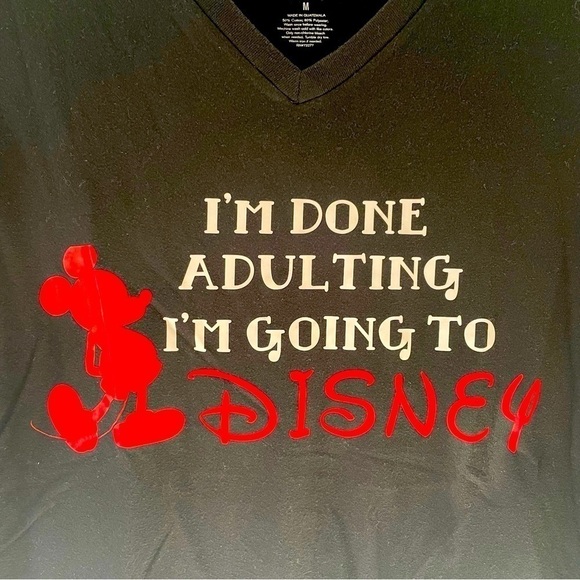 DISNEY Adulting Black Short Sleeve V Neck TShirt - Picture 4 of 10